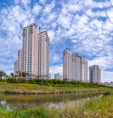 Fototapeta premium This is the skyscrapers of Cheongna International City, Incheon, Korea.