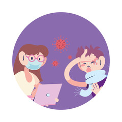 doctor with mask treating sick coronavirus