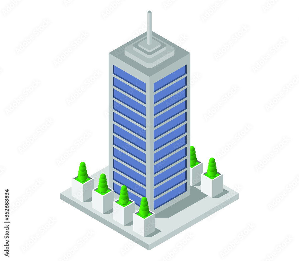 Wall mural isometric skyscraper