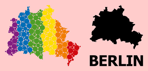 Rainbow Mosaic Map of Berlin City for LGBT