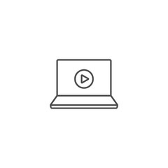 Laptop with video player icon isolated. Play button symbol. Vector illustration