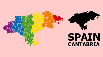 Rainbow Pattern Map of Cantabria Province for LGBT