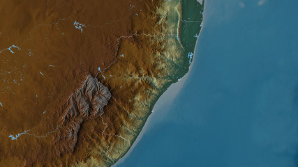 KwaZulu-Natal, South Africa - outlined. Relief © Yarr65