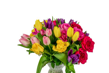 Bunch of Roses and Tulip flowers