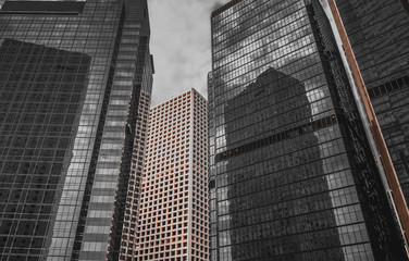 Hong Kong Modern Architecture, Hong Kong Business Building Closed up; Black and Gold color