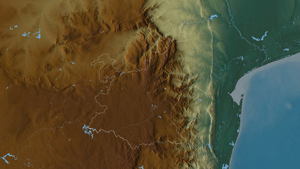 Mpumalanga, South Africa - outlined. Relief