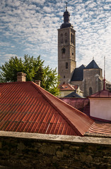 Obraz premium morning in picturesque historic city. Historic houses and streets in the center of Kutna Hora in the Czech Republic, Europe. UNESCO World Heritage Site.
