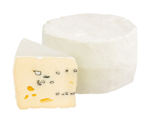 White mould cheese isolated on white background with clipping path