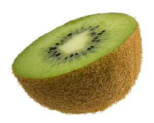 Halved kiwi isolated on white background with clipping path