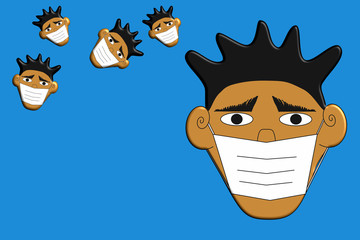 Illustration a man in a medical mask