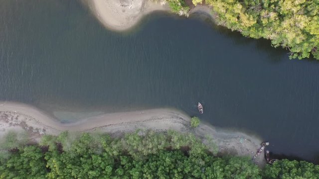 Top view of Dajabon river on border between Dominican Republic and Haiti