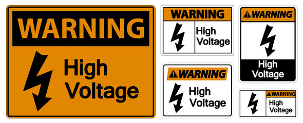 Warning High voltage Sign Isolate On White Background,Vector Illustration EPS.10