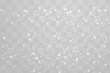 The dust sparks shine with special light. Vector sparkles on a transparent background. Christmas light effect. Sparkling magical dust particles.
