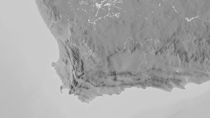 Western Cape, South Africa - outlined. Grayscale © Yarr65