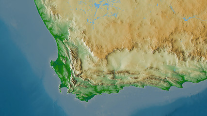 Fototapeta premium Western Cape, South Africa - outlined. Physical