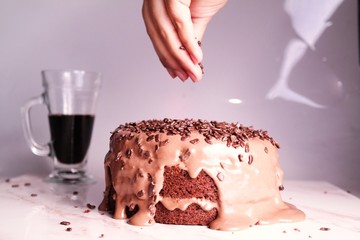 cake overflowing chocolate for a snack