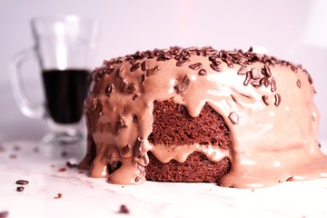 cake overflowing chocolate for a snack