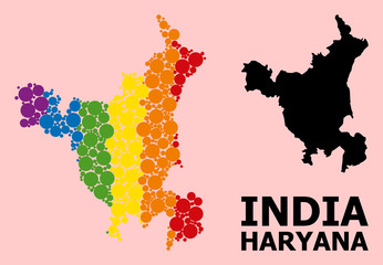 Obraz premium Rainbow Mosaic Map of Haryana State for LGBT
