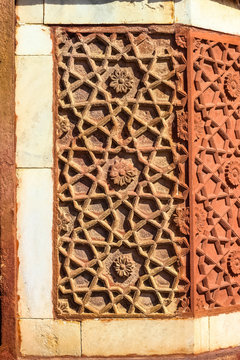 beautifully carving design on red sandstone of Buland Darwaza at Fatehpur Sikri Agra,