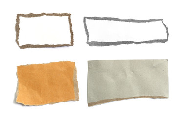 old torn paper isolated on white background with space for text