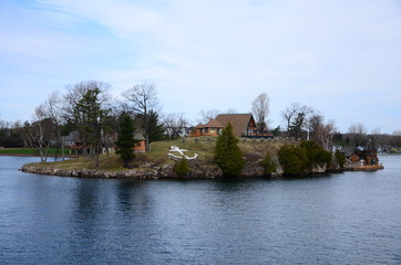Thousand Islands area of Saint Lawrence River in the board of USA and Canada