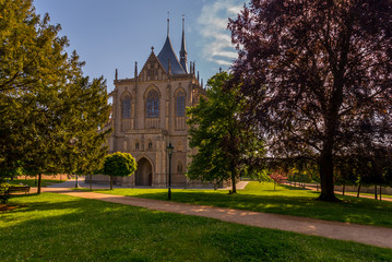 The Cathedral of St Barbara. Picturesque historical center of Kutna Hora with Cathedral of St Barbara, UNESCO World Heritage Site, Czech Republic