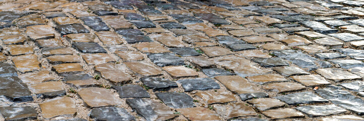 Ancient stone roadway, raised the artistic background