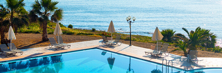 Swimming pool with clear water for exercise and relax