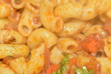 Penne pasta in tomato sauce.