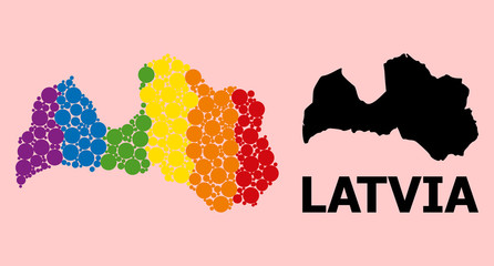 Spectrum Collage Map of Latvia for LGBT