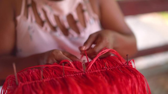 Texture of straw. Craft packaging of the Brazilian Northeast handicraft