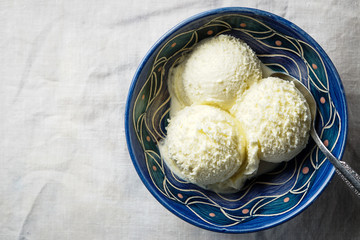 Vanilla ice cream in a bowl