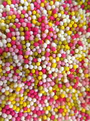 macro of colored sugar balls