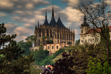 Fototapeta na wymiar Morning in Kutna Hora. The Cathedral of St Barbara and Jesuit College in Kutna Hora, Czech Republic, Europe. UNESCO World Heritage Site