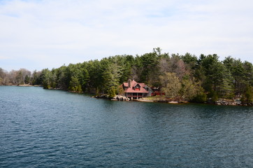 Thousand Islands area of Saint Lawrence River in the board of USA and Canada