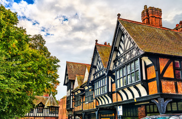 Traditional English Tudor architecture houses in Chester, England