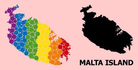 Obraz premium Spectrum Mosaic Map of Malta Island for LGBT