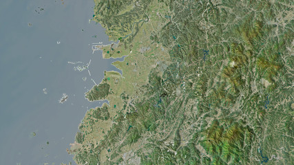 Jeollabuk-do, South Korea - outlined. Satellite