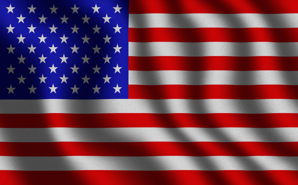 3D- image of the waving flag United States of America	