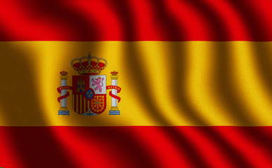 3D- image of the waving flag Spain	
