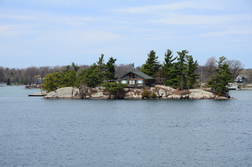 Thousand Islands area of Saint Lawrence River in the board of USA and Canada
