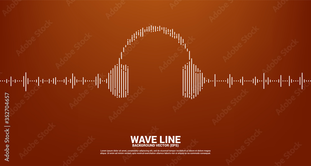 Poster sound wave music equalizer background. audio visual headphone icon with line wave graphic style