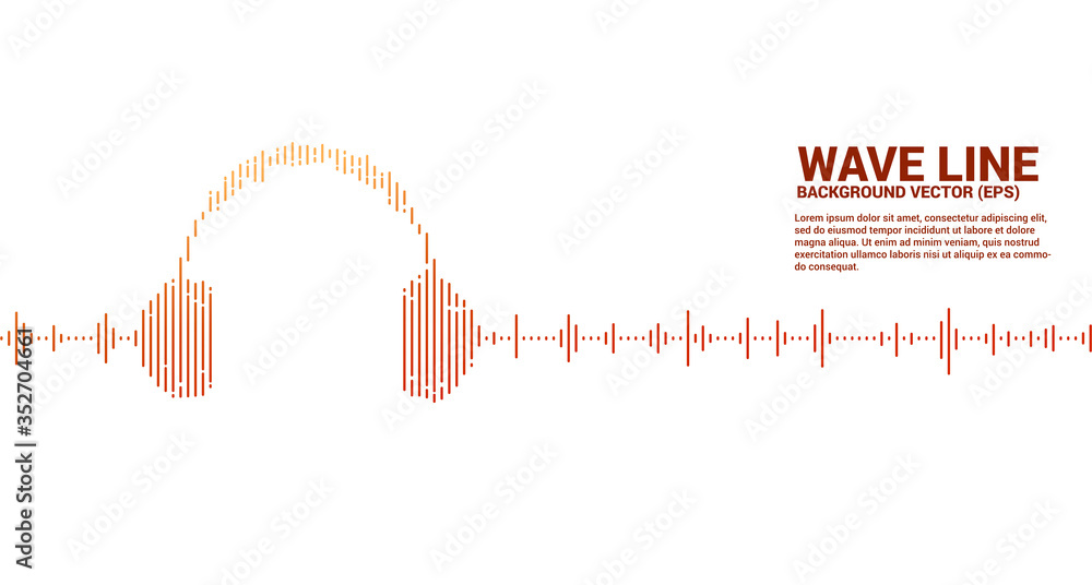 Poster sound wave music equalizer background. audio visual headphone icon with line wave graphic style