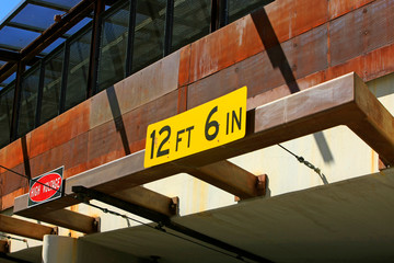 12ft 6in yellow sign above a tunnel entrance in downtown Tucson, AZ