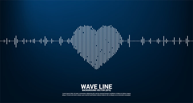 Sound wave heart icon Music Equalizer background. love song music visual signal