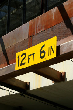 12ft 6in yellow sign above a tunnel entrance in downtown Tucson, AZ
