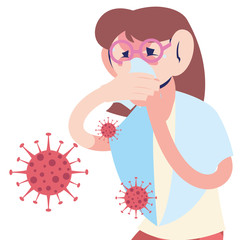 sick woman with pandemic virus