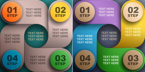 Modern business Infographics banners, Business 3D digital Infographics, Vector web element design, Square with information sectors under, Step up options, Vector illustration