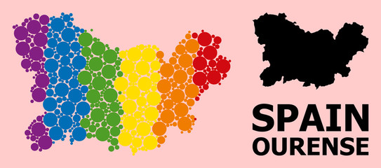 Rainbow Mosaic Map of Ourense Province for LGBT