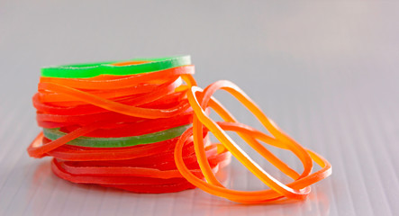 Close-up elestic rubber bands ,isolate